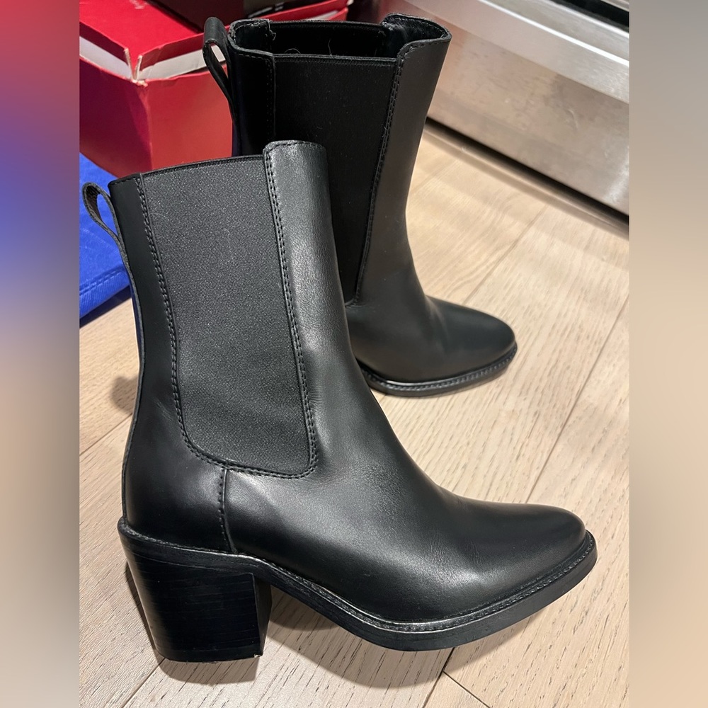 Cos black booties with block heel